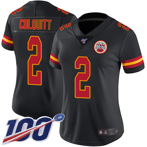 Women Kansas City Chiefs #2 Colquitt Dustin Limited Black Rush Vapor Untouchable 100th Season Football Nike NFL Jersey->kansas city chiefs->NFL Jersey